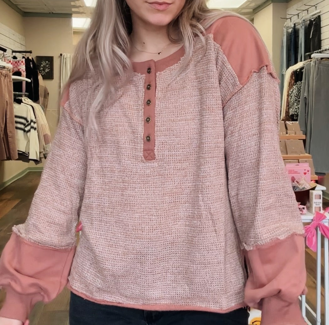 Rose Knit Henley Top