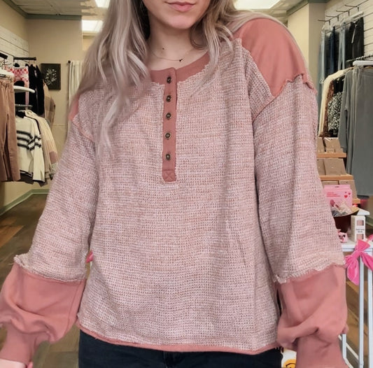 Rose Knit Henley Top