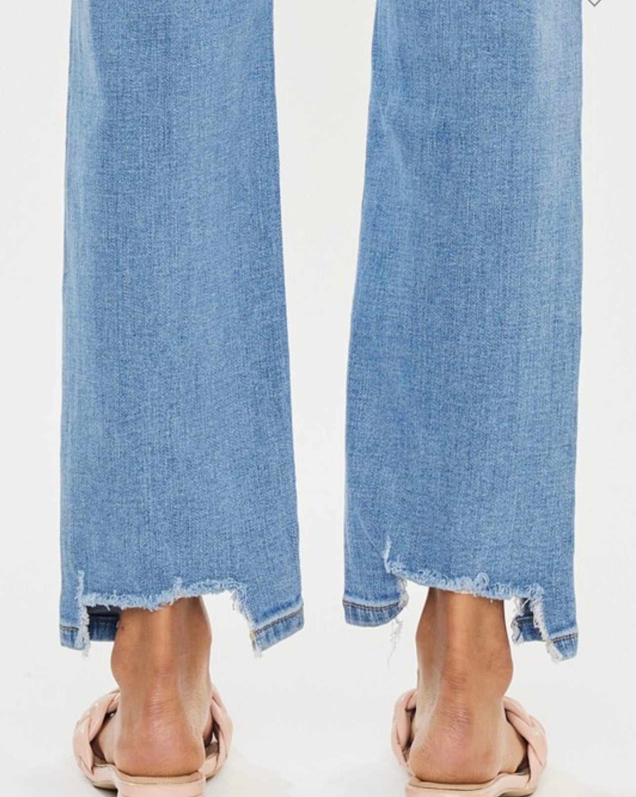 High Rise Destroyed Hem Straight Jean