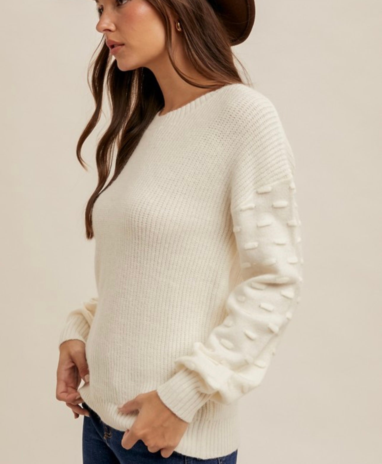 Textured Cream Sweater