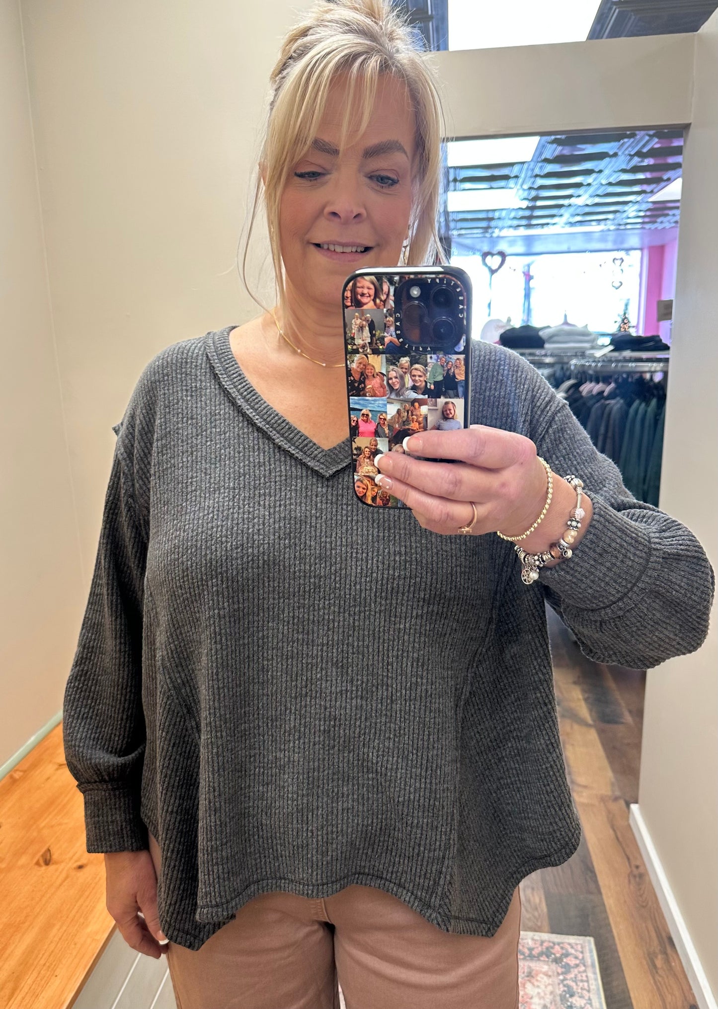 Plus V-Neck Knit Top