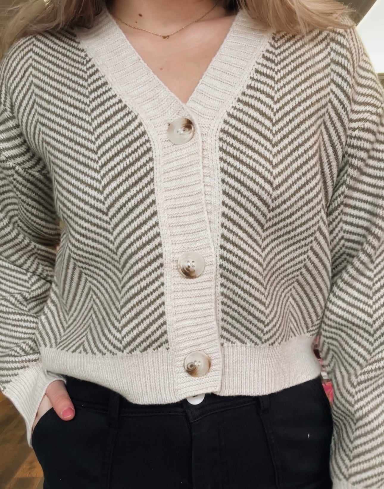 Chevron Cropped Sweater