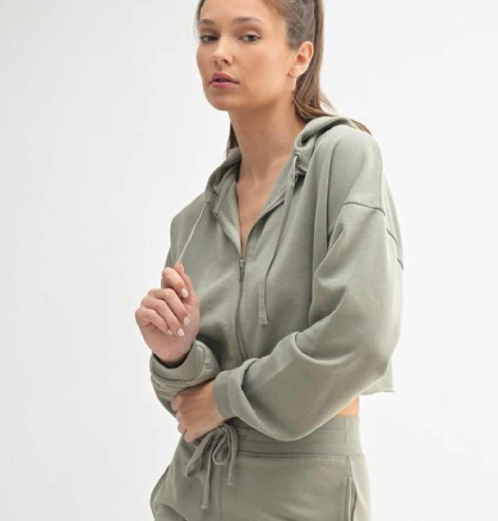 Sage Cropped Hoodie