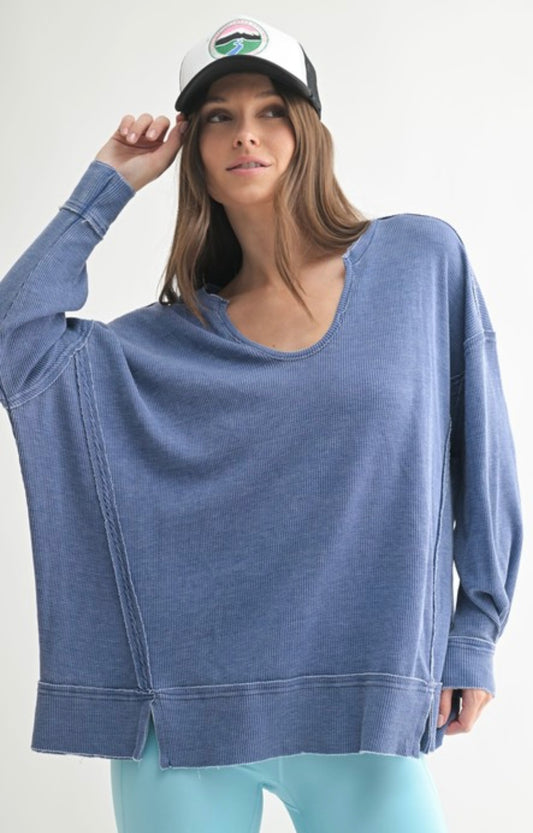 Oversized Waffle Knit Top