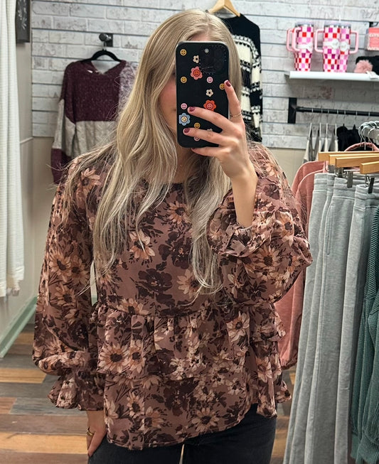 Neutral Floral Blouse