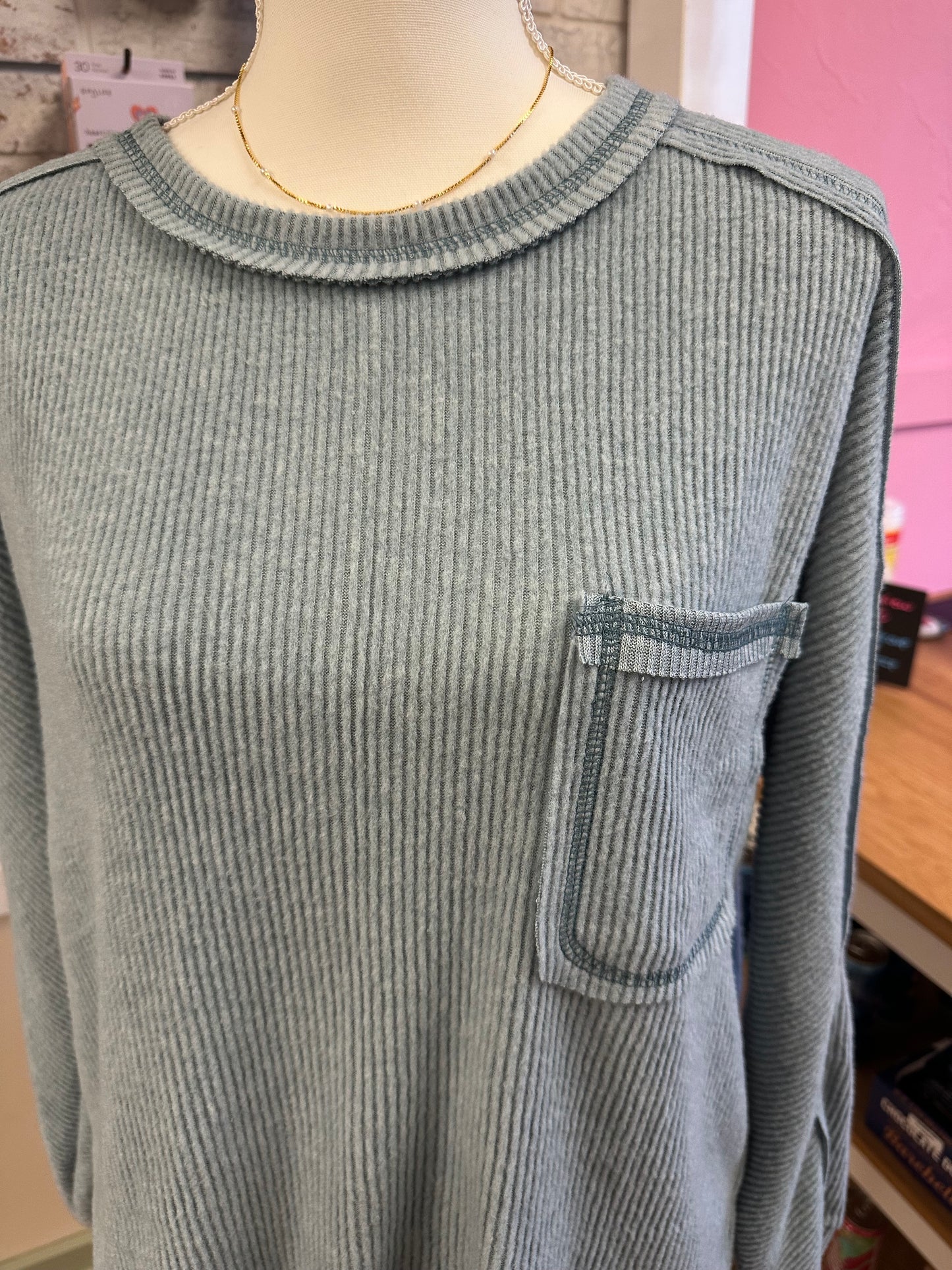 Winter Blues Ribbed Top