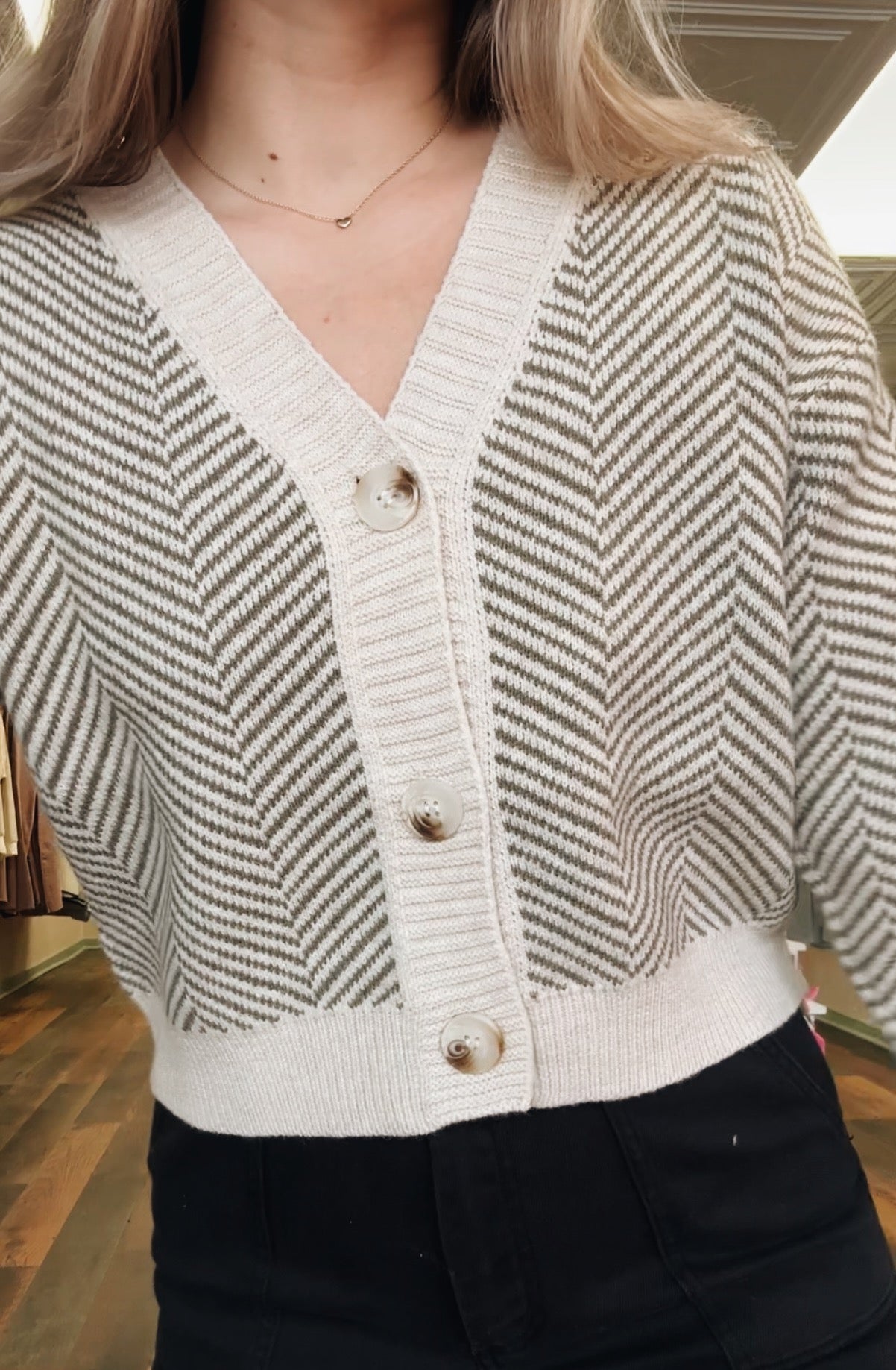 Chevron Cropped Sweater