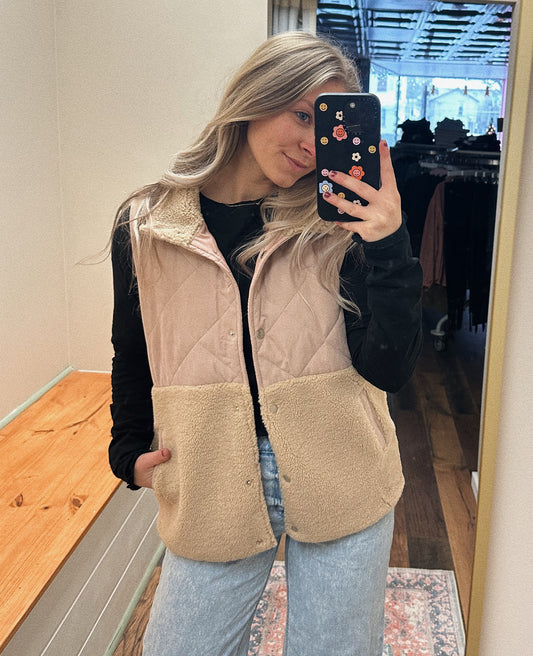 Quilted & Sherpa Vest