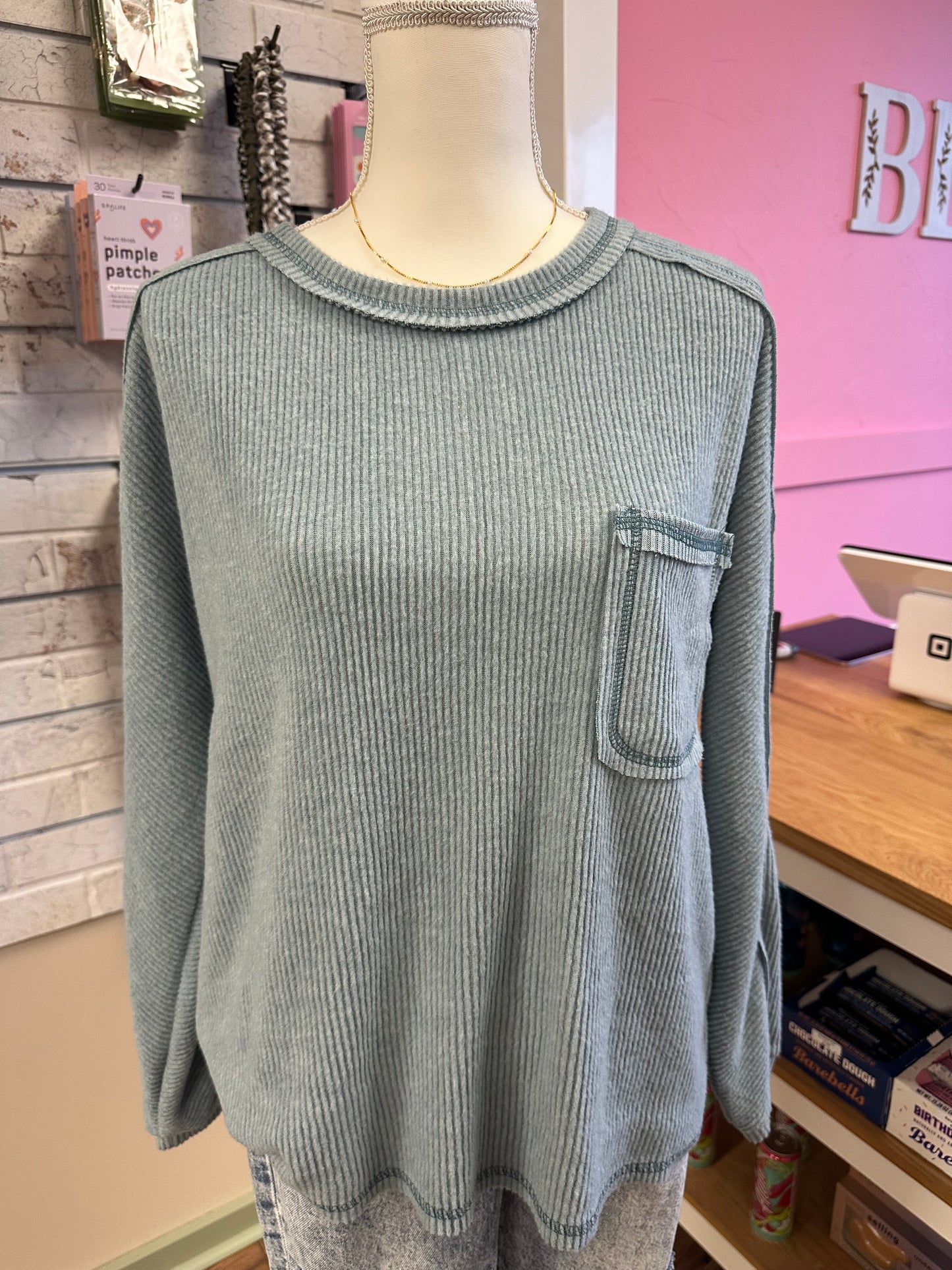 Winter Blues Ribbed Top