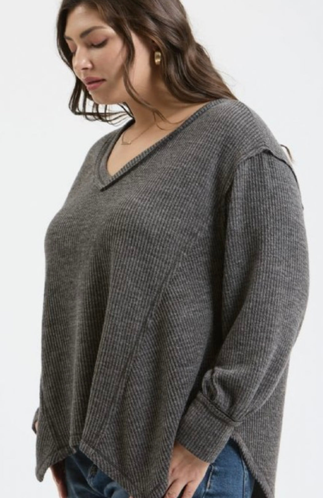 Plus V-Neck Knit Top