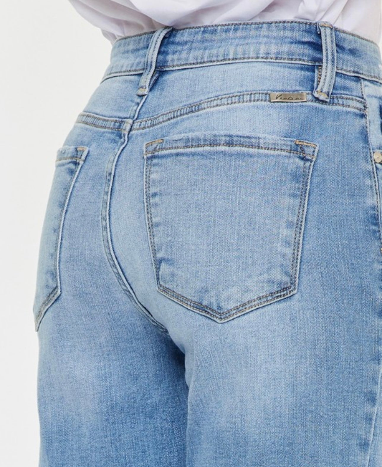 High Rise Destroyed Hem Straight Jean