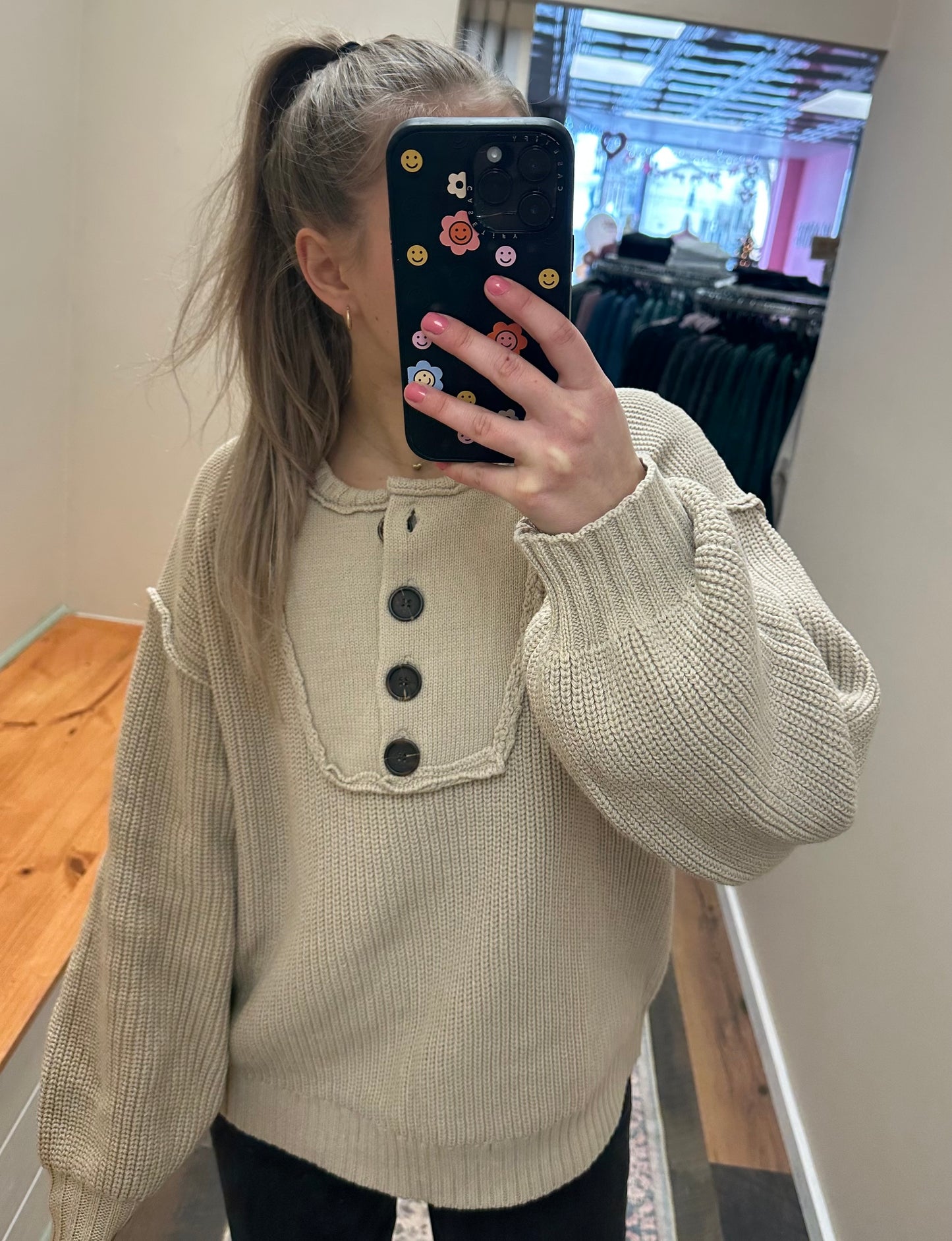 Coziest Button Sweater