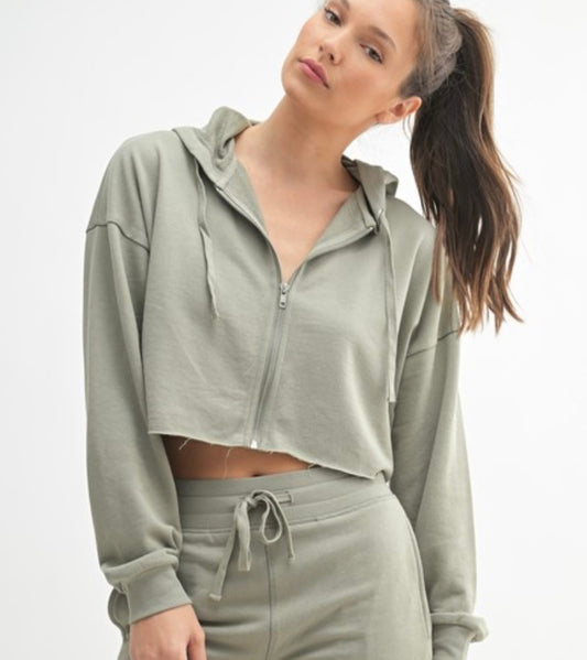 Sage Cropped Hoodie